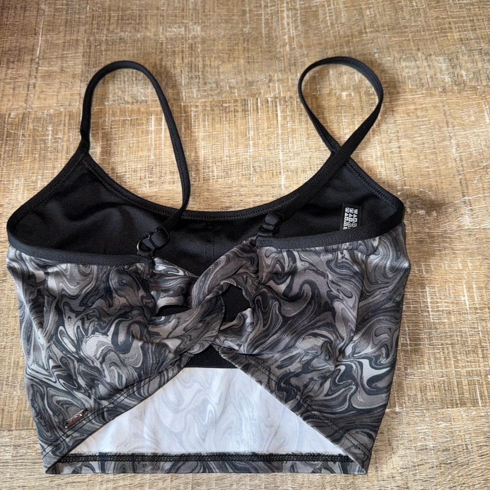PINK VS Active (XS) Black/Grey Swirl Pattern Lightly Lined Sports Bra - Picture 2 of 7